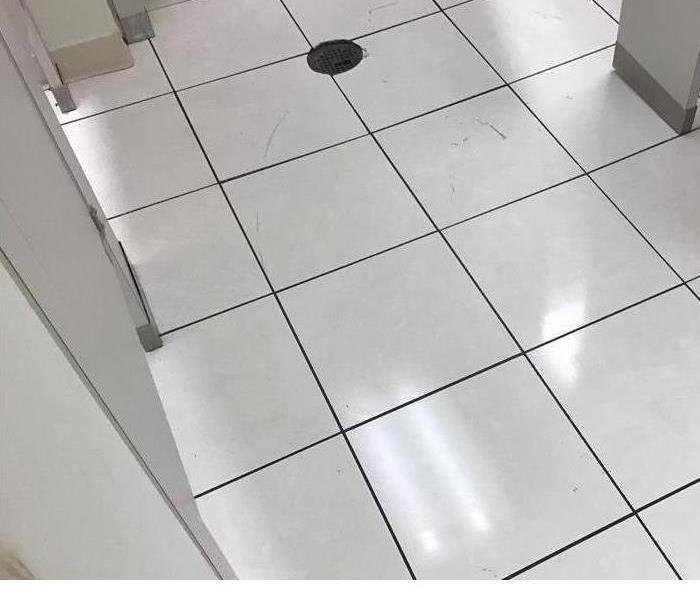 Clean white tiles floor