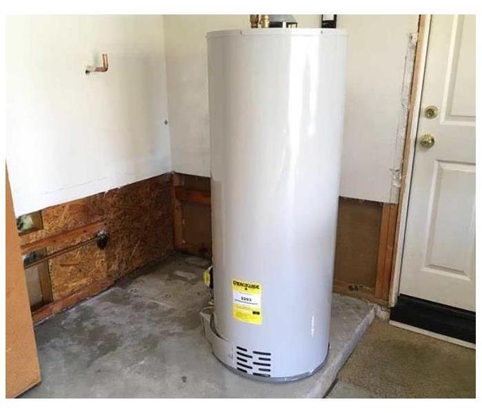 water heater replaced and damage removed 